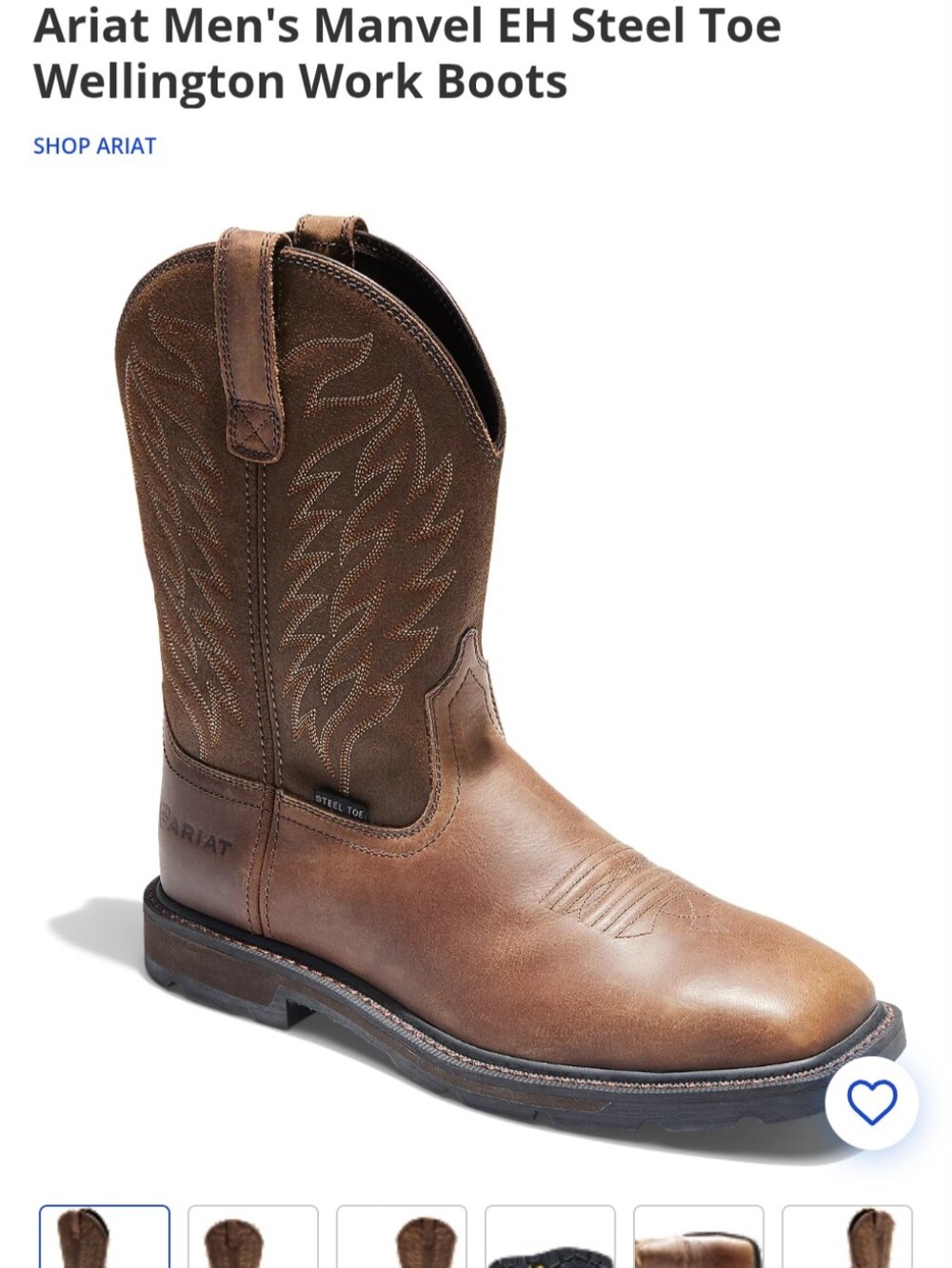 Ariat Brown Men’s Western Steel Toe Wellington Boot